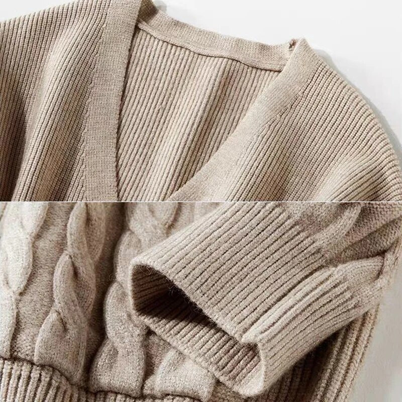 Μεγάλο μέγεθος 4xl παλτό ζακέτα για γυναίκες Κομψά νέα φαρδιά πλεκτά μπουφάν Casual πλεκτά με V λαιμόκοψη Gilet τοπ μακρυμάνικα Malhas Casaco