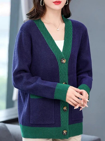 Κομψό μαμά πουλόβερ τζάκετ Casual Loose Κορεάτικα πλεκτά παλτό ζακέτα Νέες γυναικείες φθινοπωρινές χειμερινές πλεκτές μπλούζες Gilet μονόστομο
