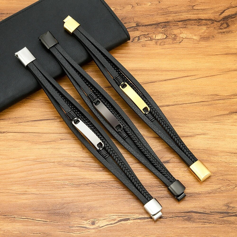 XQNI daudzslāņu pītas ādas aptinuma rokassprādze vīriešiem Cool Trend nerūsējošā tērauda ikdienas sprādzes rokassprādze, rotaslietas aksesuāri, dāvana