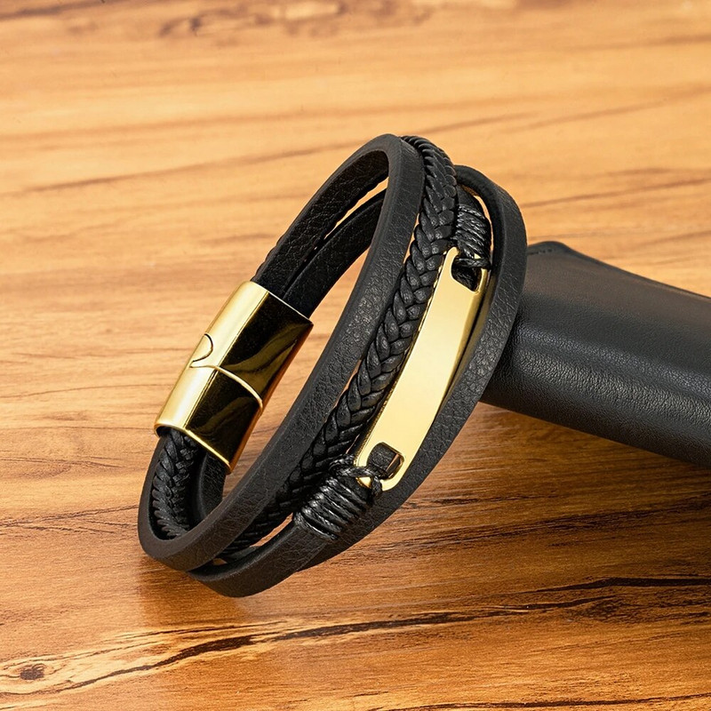 XQNI daudzslāņu pītas ādas aptinuma rokassprādze vīriešiem Cool Trend nerūsējošā tērauda ikdienas sprādzes rokassprādze, rotaslietas aksesuāri, dāvana