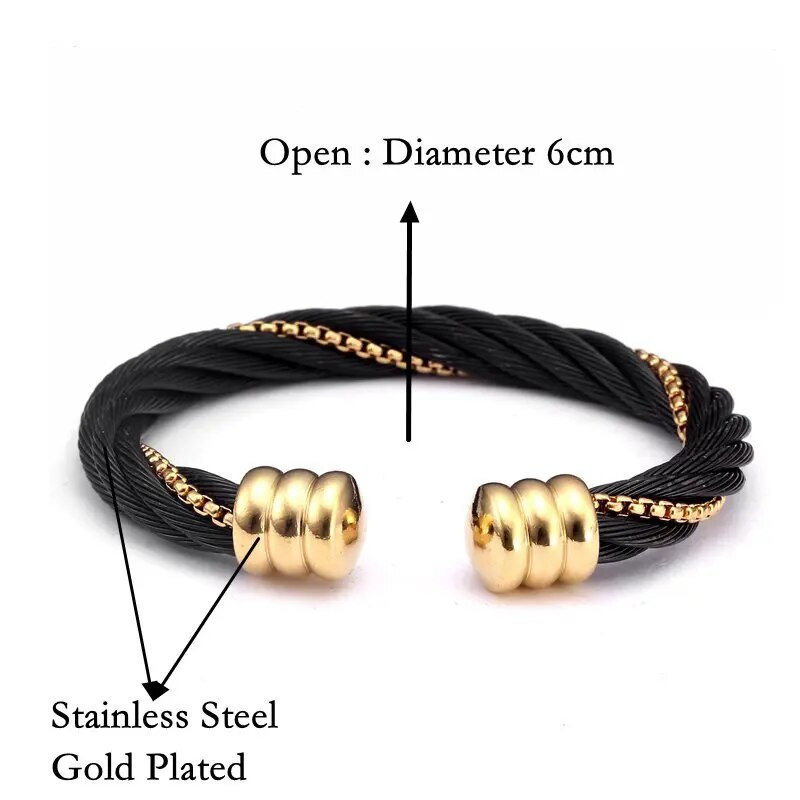 Jauns modes dizains nerūsējošā tērauda vīriešu atvērtas rokassprādzes rokassprādzes Modernas daudzslāņu pītas vīriešu lielas aproces šarmu rokassprādzes