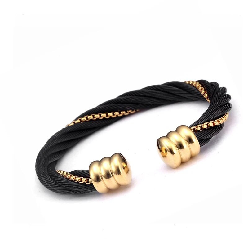 Jauns modes dizains nerūsējošā tērauda vīriešu atvērtas rokassprādzes rokassprādzes Modernas daudzslāņu pītas vīriešu lielas aproces šarmu rokassprādzes