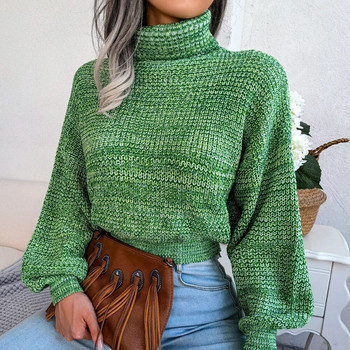 Πλεκτό γυναικείο πουλόβερ με ζιβάγκο casual μακρυμάνικο πουλόβερ για το φθινόπωρο Χειμώνας 2023