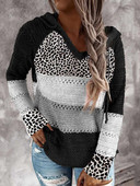 Liela izmēra sieviešu trikotāžas džemperis ar V veida kakla izgriezumu Sieviešu 2023. gada rudens un ziemas jauns, brīvs, svītrains, silts džemperis