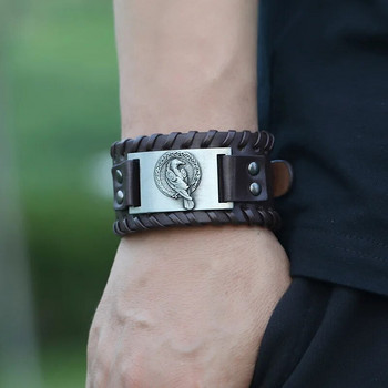 Модерно широко издание кожена тъкана Nordic Crow Viking Rune гривна Чар мъжка гривна Нова мода хип-хоп пънк бижута Accessori