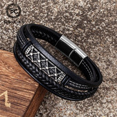 Punk Vīriešu roku darbs Ādas Rokassprādzes Daudzslāņu nerūsējošā tērauda piederumi Magnētiskā aizdare Rokas aproce Modes rotaslietas Vīriešu dāvanas