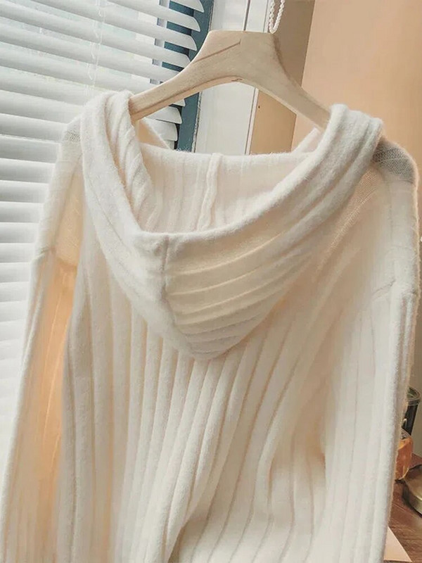 Trikotāžas jakas ar kapuci Sieviešu ikdienas plāni džemperi, pavasara rudens trikotāžas džemperi Jauni mēteļi ar vienrindu