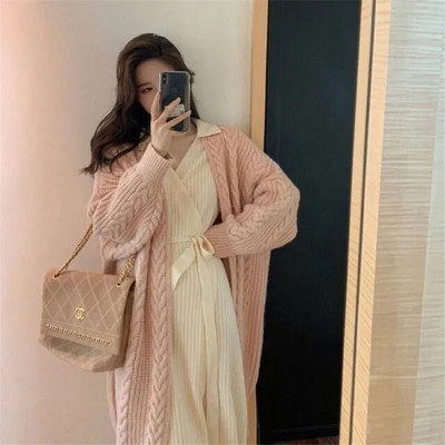 Twists dobi, adīti jaciņa mēteļi sieviešu ikdienas liela izmēra 4xl trikotāžas Džemperi jakas brīvas garas zeltītas korejiešu malhas topi