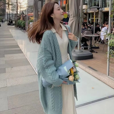 Twists dobi, adīti jaciņa mēteļi sieviešu ikdienas liela izmēra 4xl trikotāžas Džemperi jakas brīvas garas zeltītas korejiešu malhas topi