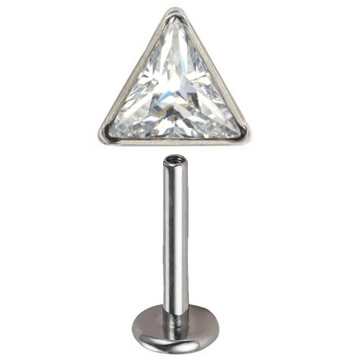 ASTM F136 Titanium EAR PIERC Trīsstūrveida cirkonija oksīds bruģēts augšējais vītņots Labret kniedes Tragus auskari lūpu mēles kniedes pīrsings rotaslietas