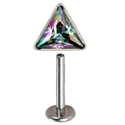 ASTM F136 Titanium EAR PIERC Trīsstūrveida cirkonija oksīds bruģēts augšējais vītņots Labret kniedes Tragus auskari lūpu mēles kniedes pīrsings rotaslietas