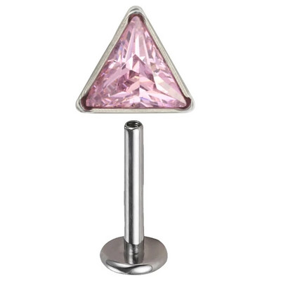 ASTM F136 Titanium EAR PIERC Trīsstūrveida cirkonija oksīds bruģēts augšējais vītņots Labret kniedes Tragus auskari lūpu mēles kniedes pīrsings rotaslietas