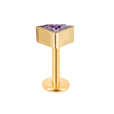 ASTM F136 Titanium EAR PIERC Trīsstūrveida cirkonija oksīds bruģēts augšējais vītņots Labret kniedes Tragus auskari lūpu mēles kniedes pīrsings rotaslietas