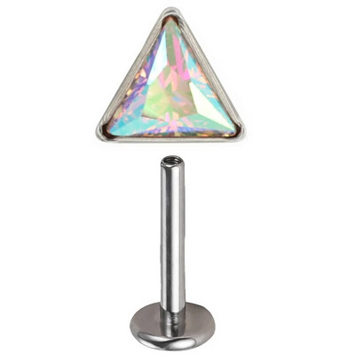 ASTM F136 Titanium EAR PIERC Trīsstūrveida cirkonija oksīds bruģēts augšējais vītņots Labret kniedes Tragus auskari lūpu mēles kniedes pīrsings rotaslietas