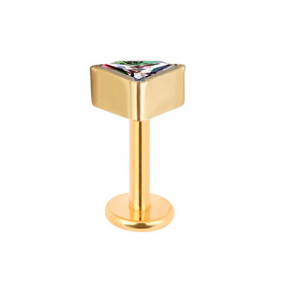 ASTM F136 Titanium EAR PIERC Trīsstūrveida cirkonija oksīds bruģēts augšējais vītņots Labret kniedes Tragus auskari lūpu mēles kniedes pīrsings rotaslietas