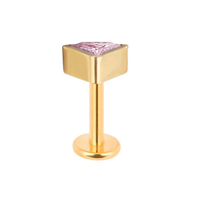 ASTM F136 Titanium EAR PIERC Trīsstūrveida cirkonija oksīds bruģēts augšējais vītņots Labret kniedes Tragus auskari lūpu mēles kniedes pīrsings rotaslietas