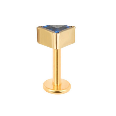 ASTM F136 Titanium EAR PIERC Trīsstūrveida cirkonija oksīds bruģēts augšējais vītņots Labret kniedes Tragus auskari lūpu mēles kniedes pīrsings rotaslietas