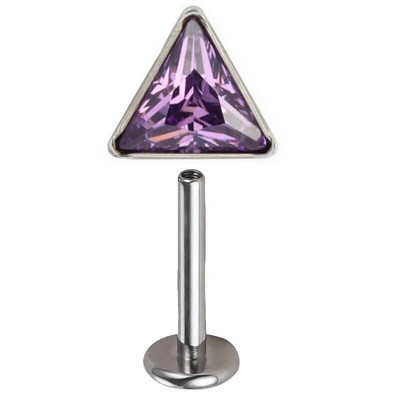 ASTM F136 Titanium EAR PIERC Trīsstūrveida cirkonija oksīds bruģēts augšējais vītņots Labret kniedes Tragus auskari lūpu mēles kniedes pīrsings rotaslietas