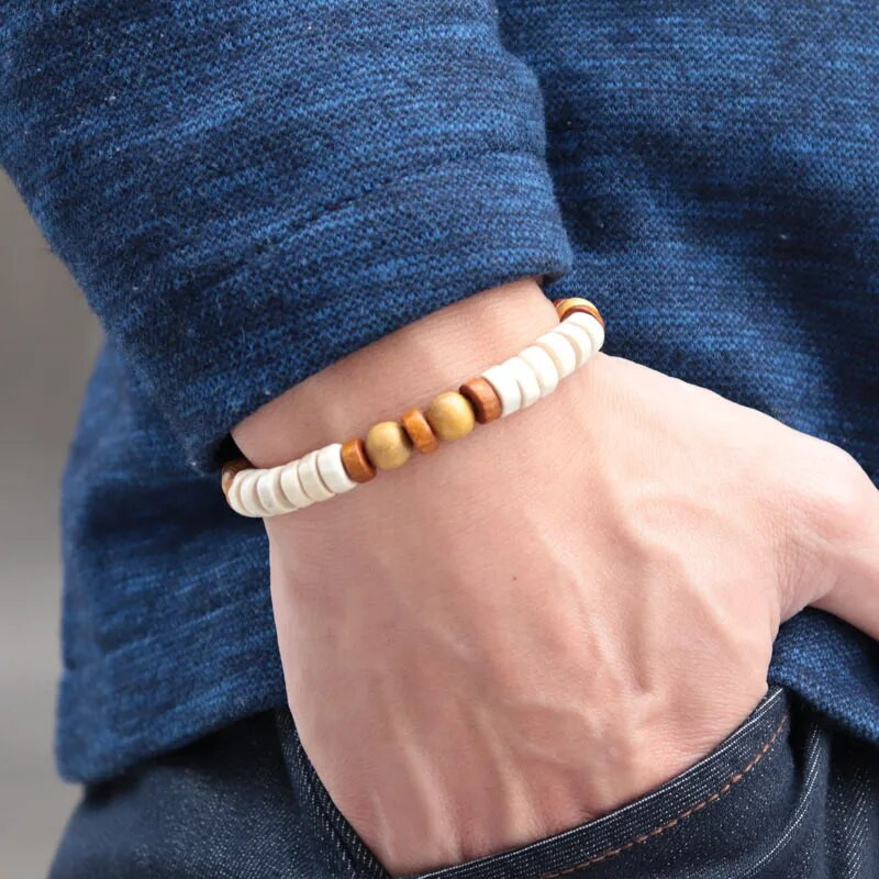 Noter Vintage Vīriešu Koka Rokassprādze Dabīgais Akmens Pērlītes Brazalete Boho Aksesuāri Vīriešu Panka Braslet Dāvana Vīrietim Rotaslietas Pulsera