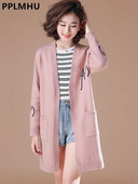 Gari jaciņa mēteļi Sieviešu slaids džemperis Jakas Ikdienas Eleganta Mamma Adījums Gilet Garām Piedurknēm Trikotāžas Topi Open Stitch Malhas Casaco