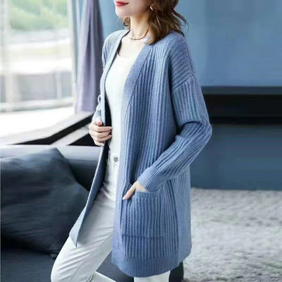 Gari jaciņa mēteļi Sieviešu slaids džemperis Jakas Ikdienas Eleganta Mamma Adījums Gilet Garām Piedurknēm Trikotāžas Topi Open Stitch Malhas Casaco