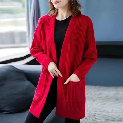 Gari jaciņa mēteļi Sieviešu slaids džemperis Jakas Ikdienas Eleganta Mamma Adījums Gilet Garām Piedurknēm Trikotāžas Topi Open Stitch Malhas Casaco