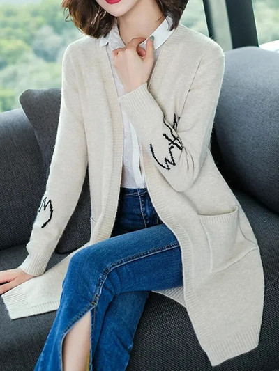 Gari jaciņa mēteļi Sieviešu slaids džemperis Jakas Ikdienas Eleganta Mamma Adījums Gilet Garām Piedurknēm Trikotāžas Topi Open Stitch Malhas Casaco