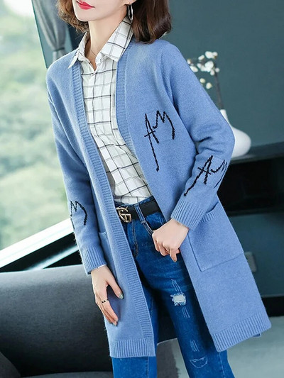 Gari jaciņa mēteļi Sieviešu slaids džemperis Jakas Ikdienas Eleganta Mamma Adījums Gilet Garām Piedurknēm Trikotāžas Topi Open Stitch Malhas Casaco