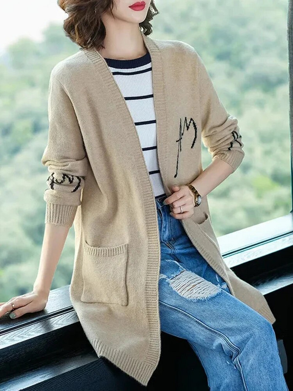 Gari jaciņa mēteļi Sieviešu slaids džemperis Jakas Ikdienas Eleganta Mamma Adījums Gilet Garām Piedurknēm Trikotāžas Topi Open Stitch Malhas Casaco