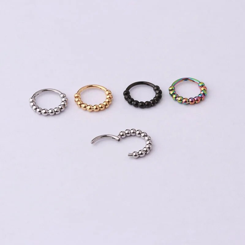 1 gabals ķirurģiskā tērauda tornito deguna nospiedējs, 16 G starpsienas pīrsings, ausu skrimšļa pīrsings, auskars, spirāles starpsienu klikšķētājs