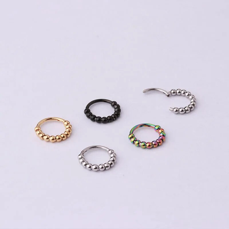 1 gabals ķirurģiskā tērauda tornito deguna nospiedējs, 16 G starpsienas pīrsings, ausu skrimšļa pīrsings, auskars, spirāles starpsienu klikšķētājs