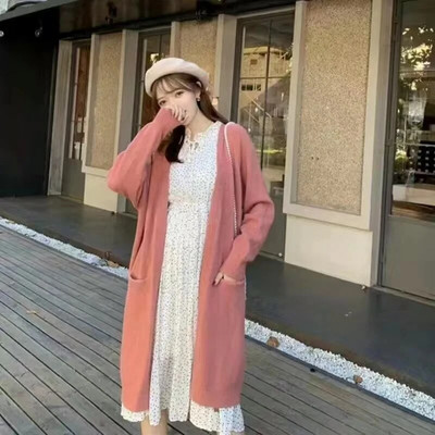 Sieviešu gari adīti jaciņa mēteļi ikdienišķs brīvs džemperis ar garām piedurknēm džemperis korejiešu V veida kakla izgriezuma pamata Malhas topi jauni Kintwear Casaco