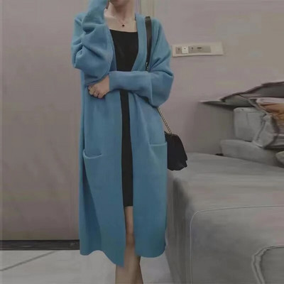 Sieviešu gari adīti jaciņa mēteļi ikdienišķs brīvs džemperis ar garām piedurknēm džemperis korejiešu V veida kakla izgriezuma pamata Malhas topi jauni Kintwear Casaco