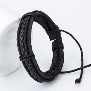 TYO Fashion Charm Leather Bangle Мъжки гривни Популярни Направи си сам бандажни ръчно изработени гривни от черно тъкане! Преоразмеряване 18-25 см