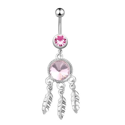 Νέα Ροζ Σειρά Κρεμασμένα δαχτυλίδια κοιλιάς Καρδιά Σταυρός Ζιργκόν Καμπυλωτό Barbell Piercing κοιλιά για γυναίκες Κοσμήματα σώματος 1,6mm*10mm