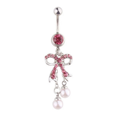 Νέα Ροζ Σειρά Κρεμασμένα δαχτυλίδια κοιλιάς Καρδιά Σταυρός Ζιργκόν Καμπυλωτό Barbell Piercing κοιλιά για γυναίκες Κοσμήματα σώματος 1,6mm*10mm