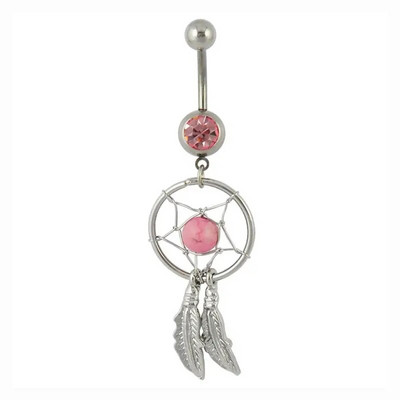 Νέα Ροζ Σειρά Κρεμασμένα δαχτυλίδια κοιλιάς Καρδιά Σταυρός Ζιργκόν Καμπυλωτό Barbell Piercing κοιλιά για γυναίκες Κοσμήματα σώματος 1,6mm*10mm