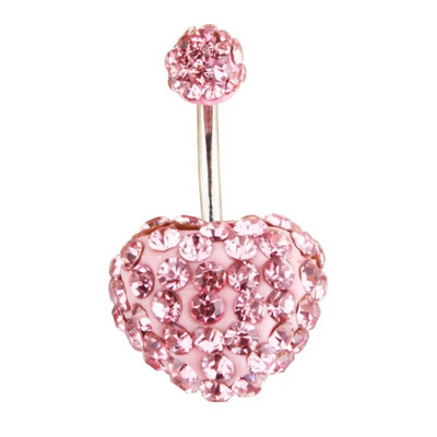 Νέα Ροζ Σειρά Κρεμασμένα δαχτυλίδια κοιλιάς Καρδιά Σταυρός Ζιργκόν Καμπυλωτό Barbell Piercing κοιλιά για γυναίκες Κοσμήματα σώματος 1,6mm*10mm