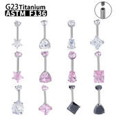 G23 Titanium Women Sexy Belly Button Rings Piercing ASTM F136 Body Jewelry 14G Internally Threaded Zircons κοσμήματα χονδρικής