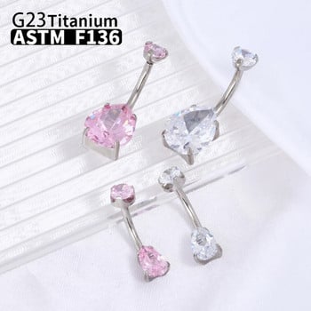 G23 Titanium Women Sexy Belly Button Rings Piercing ASTM F136 Body Jewelry 14G Internally Threaded Zircons κοσμήματα χονδρικής