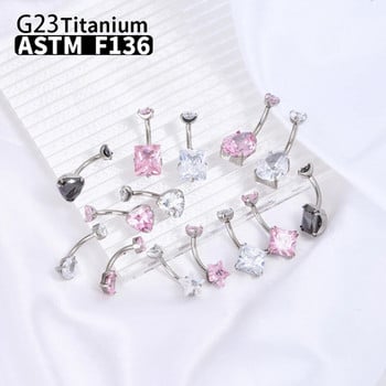 G23 Titanium Women Sexy Belly Button Rings Piercing ASTM F136 Body Jewelry 14G Internally Threaded Zircons κοσμήματα χονδρικής