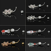 1gab Ziemassvētku Ziemassvētku vecīša nabas pīrsings Ombligo Snowflake Dangle Belly Button Gredzens Sievietēm 361L Nerūsējošā tērauda ķermeņa gredzens