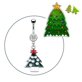 1 бр. Коледен пиърсинг за пъпа на Дядо Коледа Ombligo Snowflake Висящ пръстен за пъпа за жени 361L пръстен за тяло от неръждаема стомана