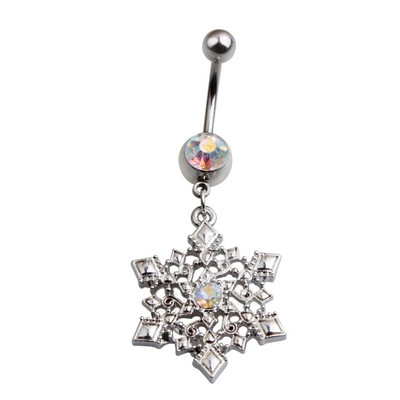 1gab Ziemassvētku Ziemassvētku vecīša nabas pīrsings Ombligo Snowflake Dangle Belly Button Gredzens Sievietēm 361L Nerūsējošā tērauda ķermeņa gredzens