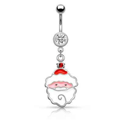 1gab Ziemassvētku Ziemassvētku vecīša nabas pīrsings Ombligo Snowflake Dangle Belly Button Gredzens Sievietēm 361L Nerūsējošā tērauda ķermeņa gredzens