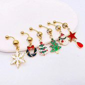 Χριστουγεννιάτικα δαχτυλίδια με κοιλιά Χιονάνθρωπος Άλκη Άγιος Βασίλης Piercing μπάρα αφαλού για γυναίκες Χριστουγεννιάτικα δώρα