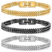 [3 Χρώματα] Νέο μοντέρνο βραχιόλι χιπ χοπ ανδρικό βραχιόλι με αλυσίδα από ανοξείδωτο ατσάλι Cuban Link Μαύρος χρυσός Μασίφ Μασίφ Μεταλλικές αλυσίδες διπλής σειράς