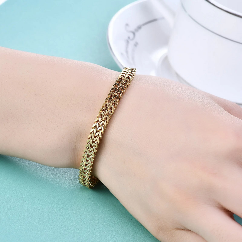 [3 Χρώματα] Νέο μοντέρνο βραχιόλι χιπ χοπ ανδρικό βραχιόλι με αλυσίδα από ανοξείδωτο ατσάλι Cuban Link Μαύρος χρυσός Μασίφ Μασίφ Μεταλλικές αλυσίδες διπλής σειράς