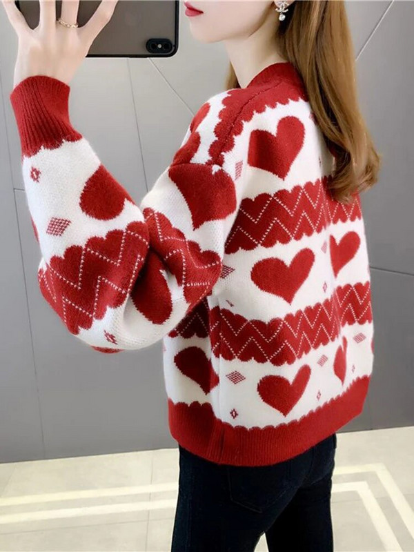 Λεπτό κοντό πουλόβερ Ζακέτα Γυναικεία κορεάτικα πλεκτά Gilet Soft casual Malhas Jackets Cute Love Printed πλεκτά εξωτερικά ρούχα Νέο