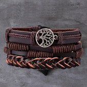 Vintage daudzslāņu ādas rokassprādze Sieviešu vīriešu rokassprādze Rotaslietas Rokassprādzes Rokassprādzes Jauna stila ballītes dāvana Bohēmijas dāvanas